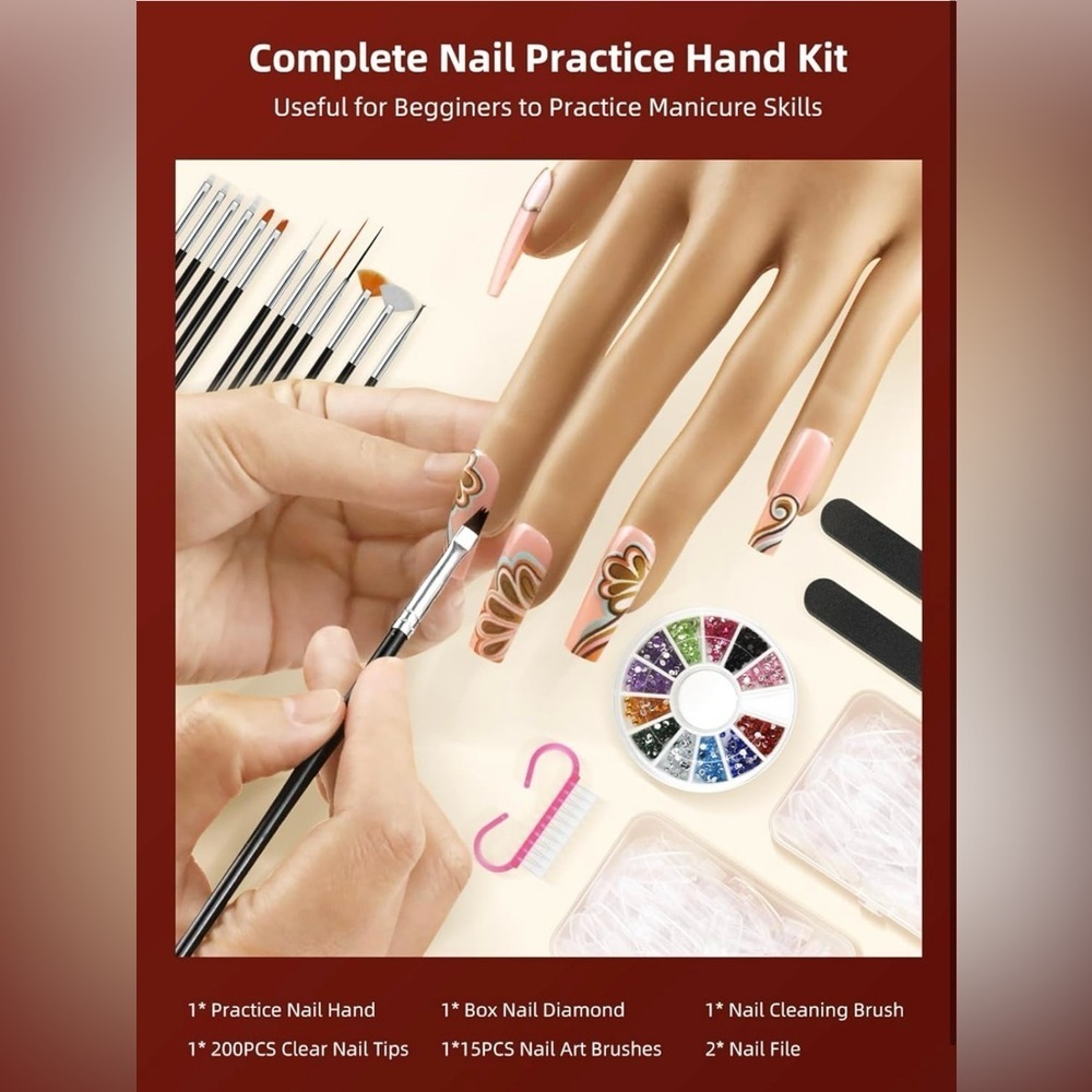 Practice Hand for Acrylic Nails - Nail Tips Fake Hand - Flexible Practice Hand‌ - Picture 2 of 9